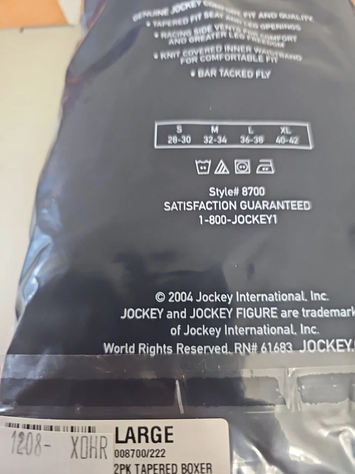 Vintage Jockey Tapered Boxers 2 Pk Large 36-38 Mens NOS - Image 3 of 3
