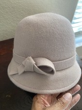 Wool Felt Womens Bucket Bowler Hat Winter Crushable Peach Vintage Style Size S