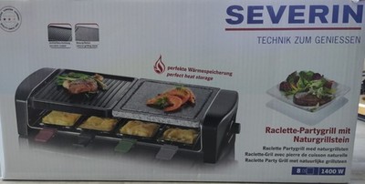 2 in 1 SEVERIN RG 9645 Raclette+Partygrill 8 Pfannen mit Naturgrillstein GÜNSTIG