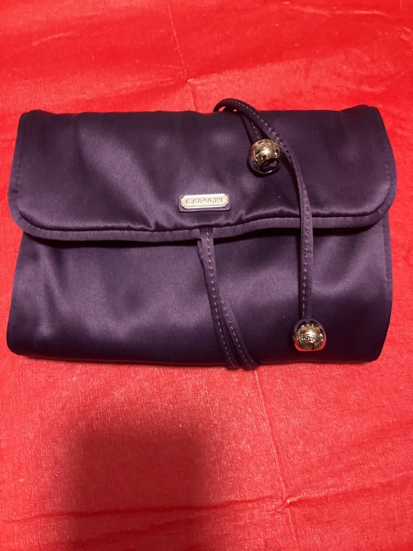 COACH Purple Satin Jewelry Roll Travel/Organizer Pouch NWT