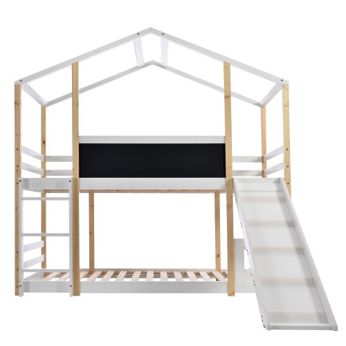 Cama infantil litera blanca cama alta cama de juego cama infantil litera 90x200 cm - Imagen 32 de 33