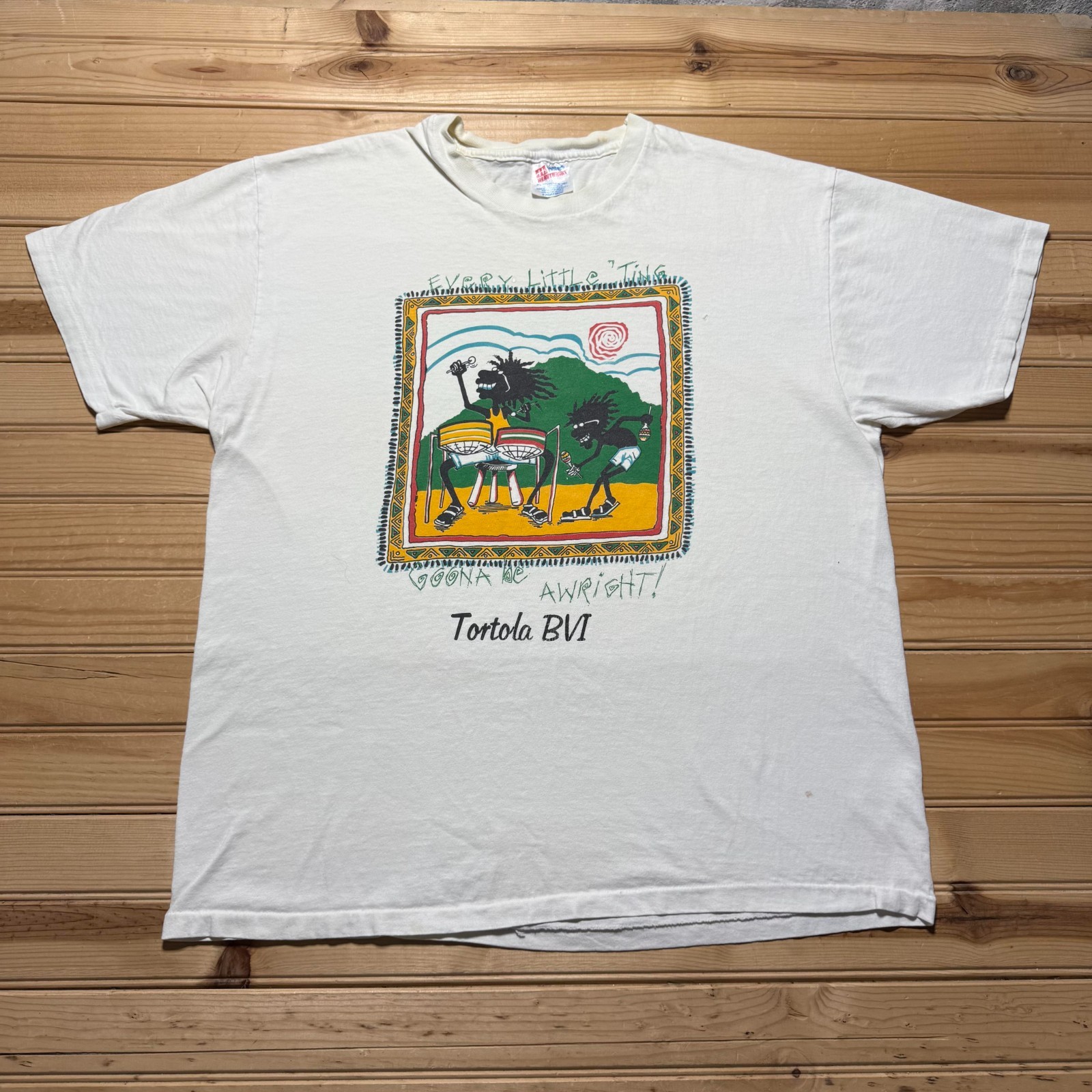 Vintage 90s Every Little Ting Tortola BVI Caribbean Bob Marley Reggae T-Shirt XL