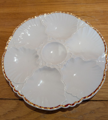 Vintage Cerabel Ceramic  Porcelain De Baudour Belguim Oyster Plate White/ Gold