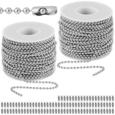 65.6ft Stainless Steel Ball Chain 2 Rolls with 100 Connectors Clasps - DIY Craft