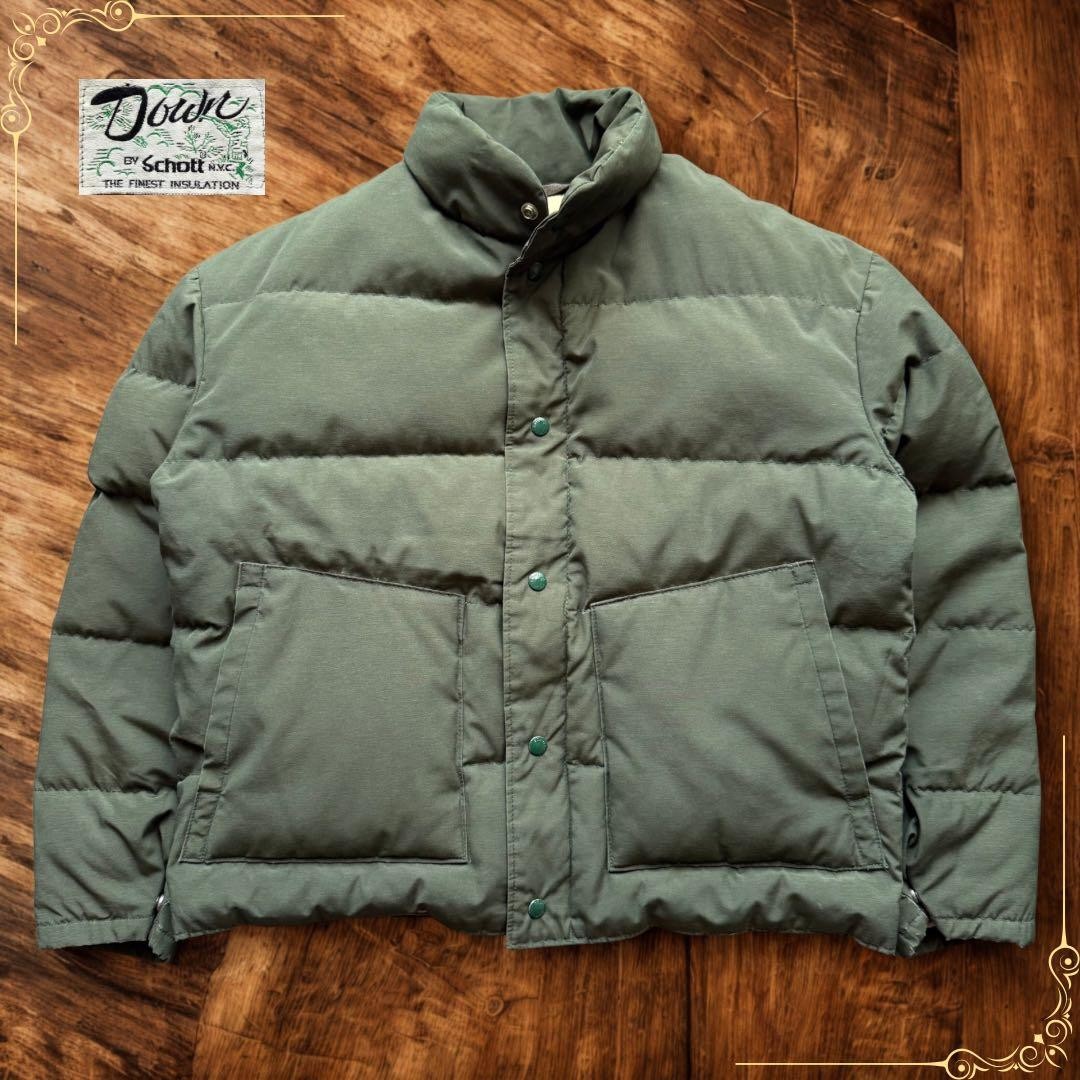 80s USA SCHOTT Goose Down Jacket Green M Vintage Outdoor Cold Weather