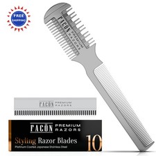 Fac n Razor Comb for Hair Cutting Professional Replacement Blades Double Edge