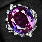 Dazzling Bi Color Tourmaline 16.40Ct 925 Sterling Silver White Gold Floral Rings