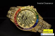 Montres Prestige Eclat X Invicta Men's 42mm Quartz RAINBOW Bezel Gold Watch