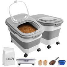 Dog Food Storage Container 2pack 20LB,Collapsible Dog Food Container with Tra...