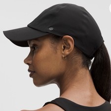 Lululemon Fast and Free Run Hat Women’s One Size Black Logo Strap Back