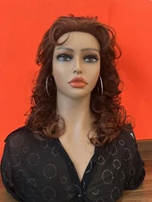 NIB Jon Renau Curly Red Brown Synthetic Wig Style 807 TERRA in Color 8/32