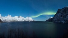 Landscape nature winter snow mountains aurorae norway Custom Gaming Mat Desk