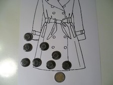 8 BOTTONI 4 FORI RESINA SFUMATA GRIGIO 2,2 CM GIACCA CAPPOTTO ABITO SARTORIA
