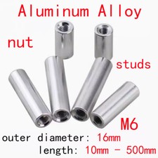 M6 16mm OD Aluminum Alloy Through-hole Double-ended Thread Round Coupling Post