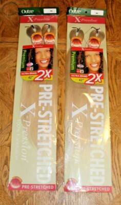 Outre X-Pression Premium Ultra Braid 2X Pre Stretched 100% Kanekalon 42'', 2 Pack