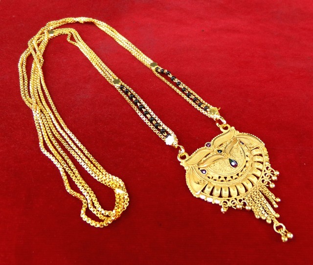 Ethnic South Indian Dulhan Jewelry Golden Black beads Chain Manglasutra Necklace | eBay