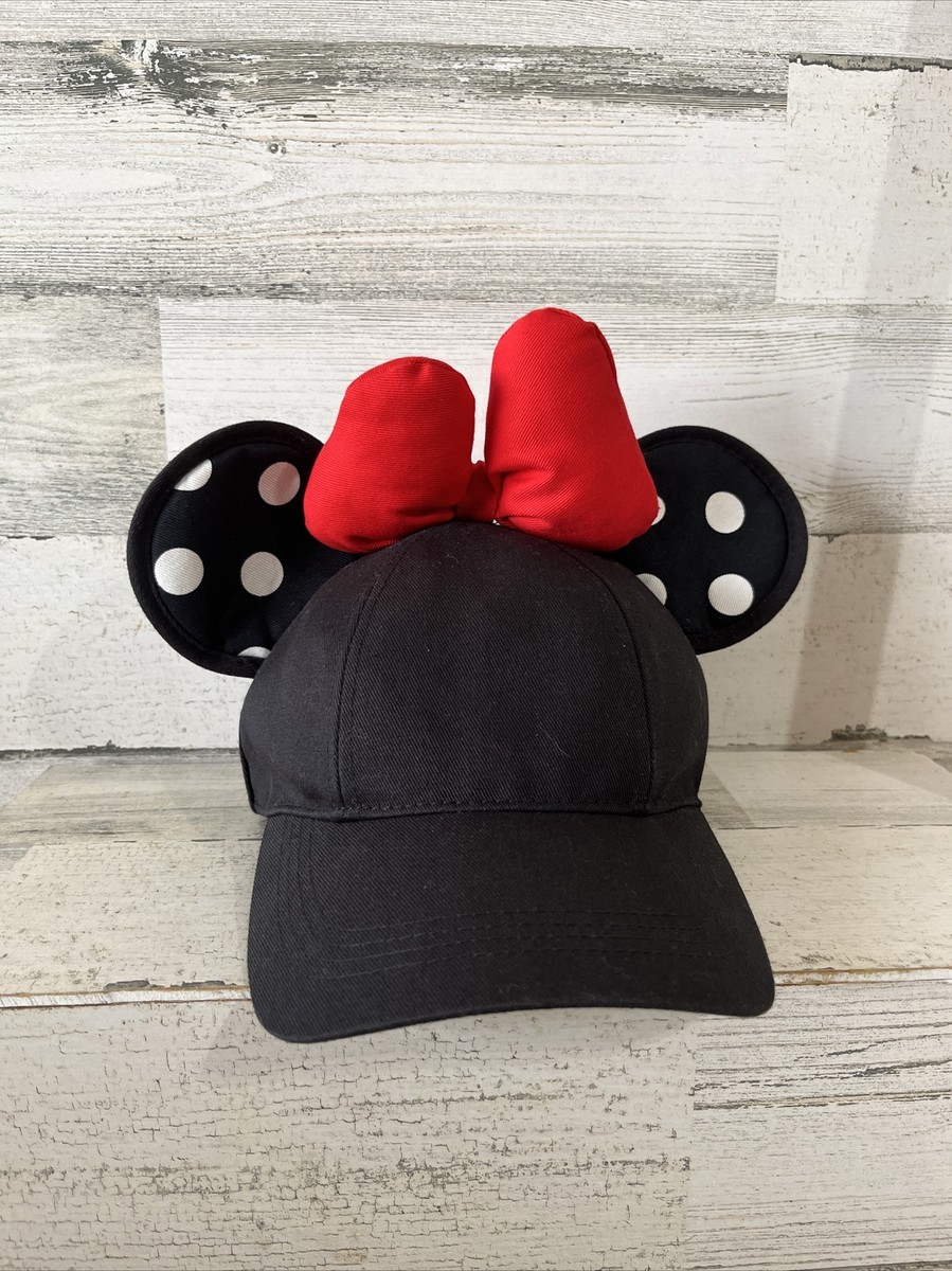 Disney Parks Minnie Mouse Hat Black Polka Dot Ear Red Bow  display picture 3