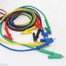 2sets 5colors Silicone High Voltage Alligator Clip to Alligator Clip Test Leads