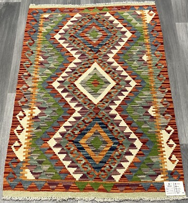 Vintage Kelim Traditionell Handgefertigt Orientalisch Wolle Kelim 4ftx3ft 123cmx86cm