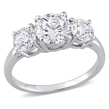 Amour Sterling Silver 3 3/4 CT TGW Cubic Zirconia 3-Stone Ring