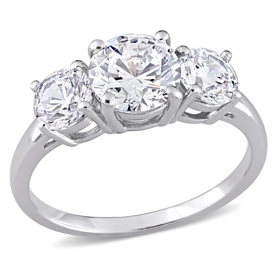 Amour Sterling Silver 3 3/4 CT TGW Cubic Zirconia 3-Stone Ring