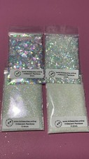Iridescent White Glitter Hex Snow Rainbow pink blue sheen Nail Art US seller