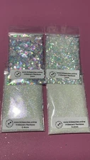 Iridescent White Glitter Hex Snow Rainbow pink blue sheen Nail Art US seller 