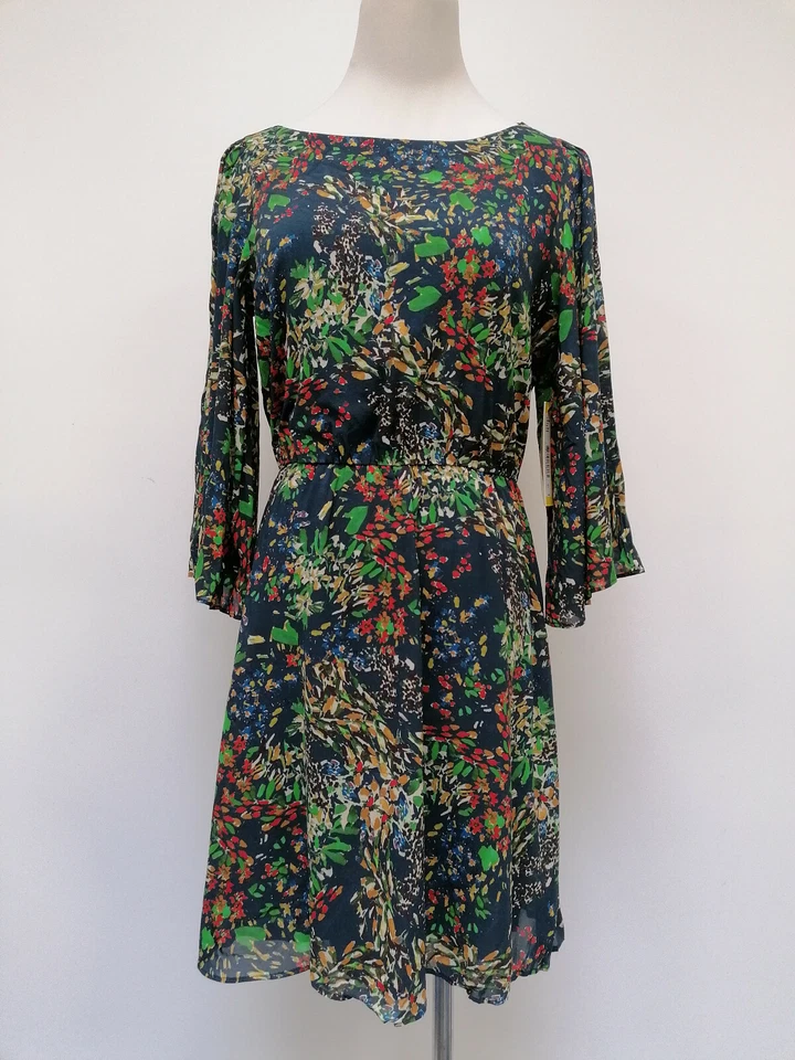 Neu alice + olivia Damen 3/4 Ärmel Seide Kleid blau Blumen Größe XS 412-1631 - Bild 1 von 4