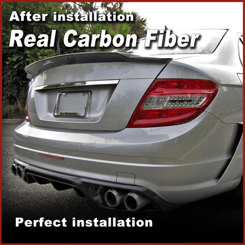 Per Mercedes W204 C180 C63 AMG 2007-2014 Spoiler Posteriore Carbonio Ala Labbro - Foto 4 di 10