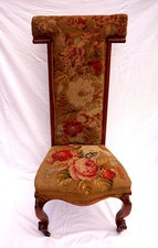 Wiktoriańskie krzesło modlitewne z palisandru Needlepoint Pielęgniarstwo Połowa XIX wieku