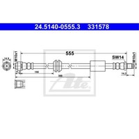 ATE Bremsschlauch Bremsleitung Vorne FüR Mercedes-Benz R-Klasse 24.5140-0555.3