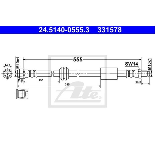 ATE Bremsschlauch Bremsleitung Vorne FüR Mercedes-Benz R-Klasse 24.5140-0555.3-image