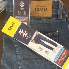 Izod NWT Straight Fit Comfort Stretch Denim Jeans For Men Dark Blue