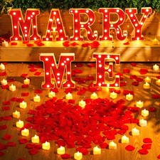 Hortsun Marry Me Light up Letters Proposal Decorations Will You Marry Me Sign...