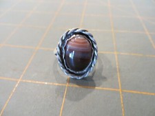 Ring with Brown Stone - Size 9 1/2 - Silver - Handcrafted