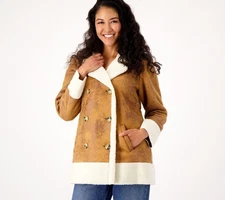 Candace Cameron Bure Women's Jacket Sz 2XS (XXS) Sherpa Lined Faux Brown A462130