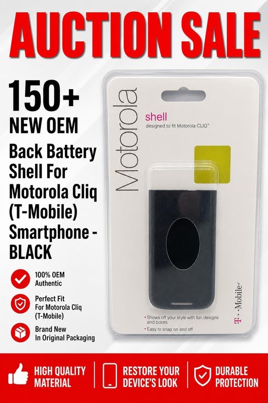 150+ NEW OEM Back Battery Shell For Motorola Cliq (T-Mobile) Smartphone - BLACK