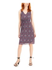 INC DRESS Womens Navy Lined V Neck Above The Knee Evening Sheath Dress 16
