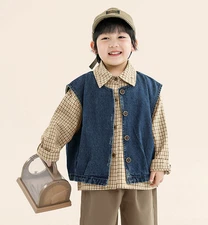 Little Boys Denim Jackets Sleeveless Button Down Casual Vest Baby Kids Outerwear