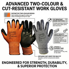 Cut Level 3 Work Gloves | Polyurethane Coated | Glass & Metal Handling | S-XXL