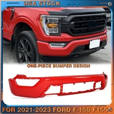 Race Red Front Bumper Face Bar For 2021-2023 Ford F150 F-150 W/O Sensor Hole NEW