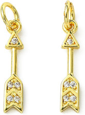 20Pcs Cubic Zirconia Arrow Charms 18K Real Gold Plated Feather Arrow Charm Cupid
