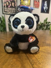 TY Beanie Boos - BAMBOO the Panda (Blue Glitter Eyes - Silver Feet) 9" Medium