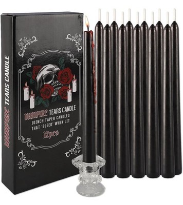 Black Bleeding Taper Candles Vampire Tears  Gothic Taper Candles 12PCS 10-Inch