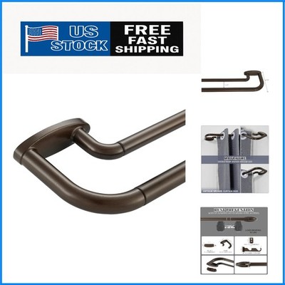 Wrap Around Design Double Curtain Rods 72-144 Inches - Dark Bronze Elegance