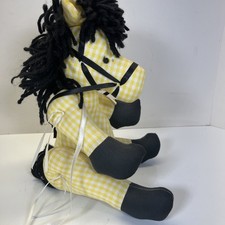 Yellow /White Horse Stuffed Animal Yarn Hair 10" Poseable Horse Lovers Decor