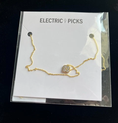 Electric Picks Gold Plated CZ Clover Necklace NWT rand New - product listing photo
