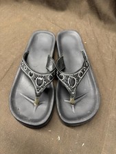 Black Rhinestone Thong Sandals