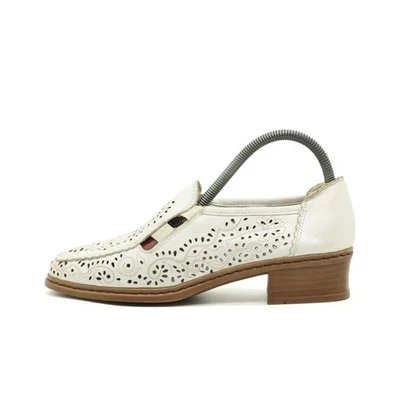 Rieker Damen Loafer EU 37 Weiss Leder Niedrigschaft Ausschnittmuster, Komfort - Bild 1 von 4