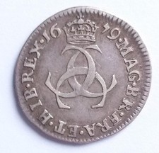1679 Charles II Silver Three Pence Coin